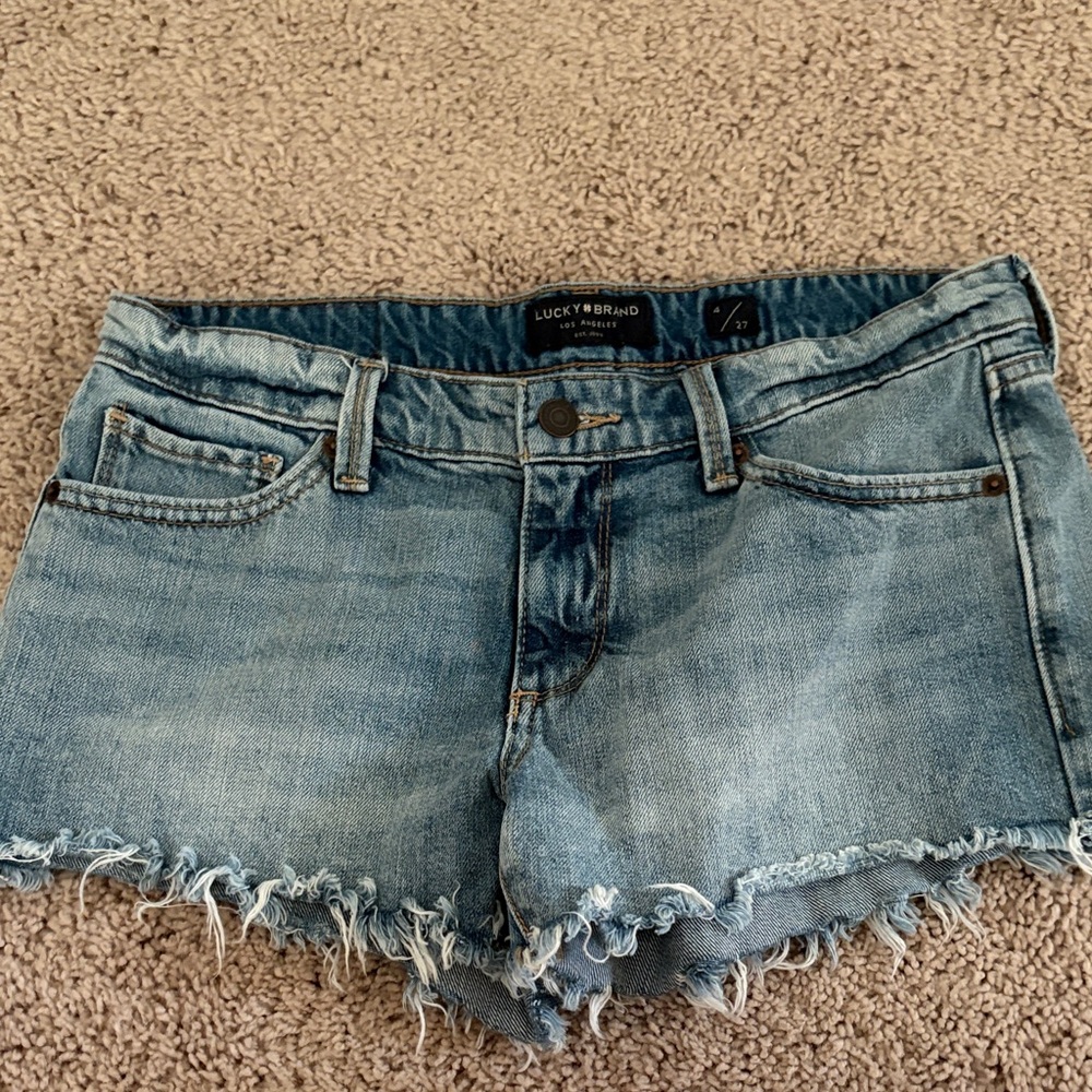 Lucky Brand Light Blue Frayed Denim Shorts
